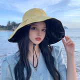 Women Bucket Hat Sun-Proof Big Brim Face-Covering