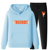 Vlone Hoodie & Pants 2 Piece Set Printed Sweater Casual
