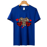 Valentine's Day T Shirts Couples Leopard Print Heart Printing Women's Pullover Short Sleeve T-shirt