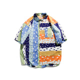 Men T Shitrs Full Printed Color-Contrast Check Printing