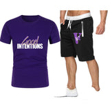 Vlone T Shirts & Shorts 2 Piece Set Letter Large V Printed Short Sleeve
