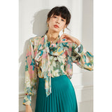 Gloria Vanderbilt Removable Streamer Long Sleeve round Neck Fairy Oil Painting Color Matching