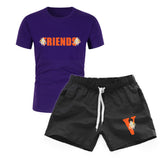 Vlone T Shirts & Shorts 2 Piece Set Printed Men'S Sports Printed Round Neck T-Shirt