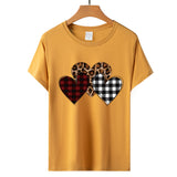 Valentine's Day T Shirts Couples Color Leopard Print Heart Printing Pullover Short Sleeve T-shirt