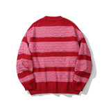 Men Sweater Color Block Ripped Knitwear Men's Loose round Neck Sweater Pullover