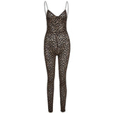 Summer Women's Sexy Low-Cut Sling Flocking Skinny Sheath Jumpsuit Women