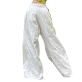 Julia Fox Low Rise Jeans White Large Wide Leg Fashion Woven Pants