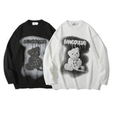 Men Sweater Cartoon Bear Brocade Sweater Men's Trendy Pullover