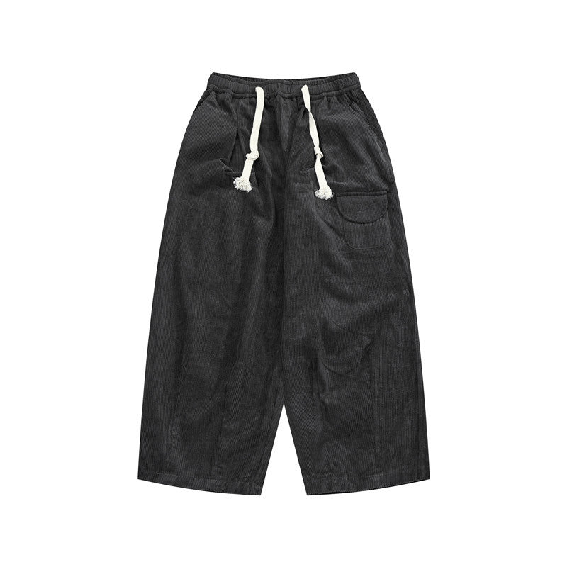 Man Fall Fall Vintage Solid Color Corduroy Straight-Leg Pants Men Loose Lovers Wild Workwear Casual Pants