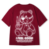 Men T-Shirts Loose Half Sleeve Bear Print