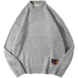 Man Fall Outfis Autumn Solid Color Simple Round Neck Sweater Casual Cotton Knitwear