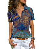 Romanian Gypsy Outfits Zipper Top T-shirt with Short Sleeves Women