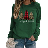 Merry and Bright Sweatshirts Merry and Bright Christmas Tree Printed Sweater Autumn and Winter