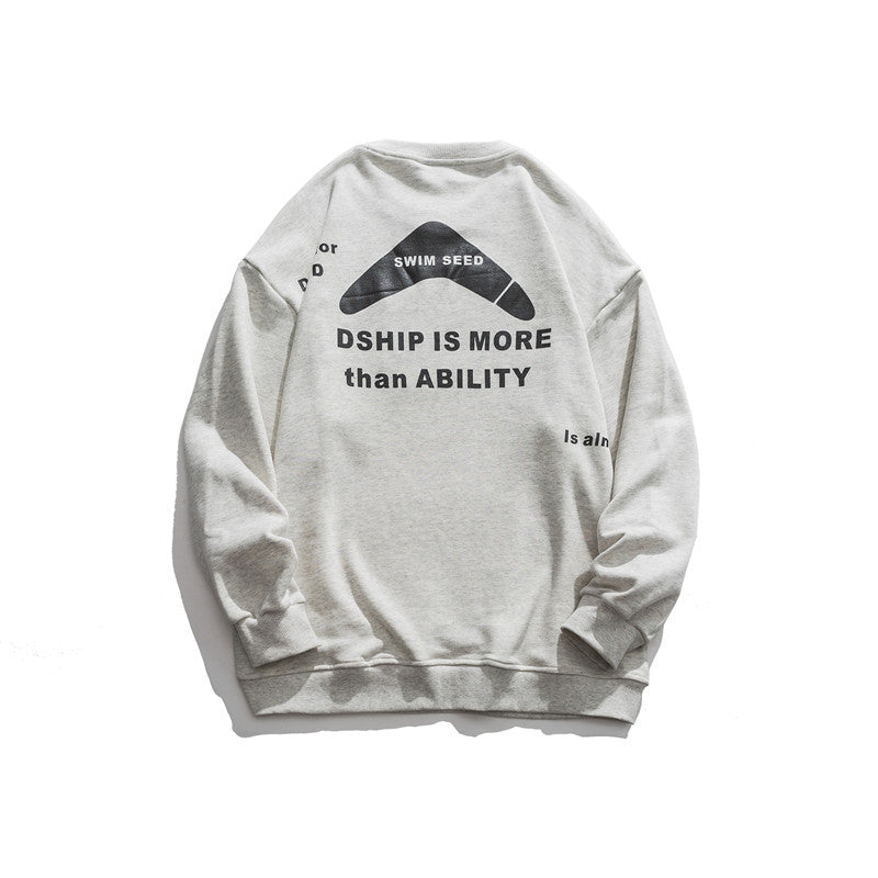 Man Fall Outfis Fall Men's Clothing Pocket Embroidered Back Printed Crew Neck Sweatshirt Men's Casual Pullover Top