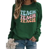 Merry and Bright Sweatshirts Teach Printed Crew Neck Sweatshirt Autumn and Winter Women's plus Size