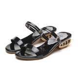 Women Open Toe Sandals Flats Spring Square Heel Peep Toe Solid Color Sandals