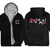 Squid Game Costume Cartoon Printed Zipper Sweater Thickened Zipper Hooded Sweater