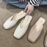 Women Open Toe Sandals Flats Summer Slip-on Slippers Fashion Outerwear