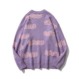 Men Sweater Letter Jacquard Knitwear Men Loose Pullover