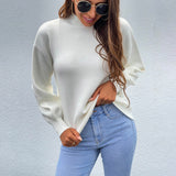 Women Pullover Knit Sweater Women's Knitted Sweater Fall/Winter Lantern Sleeve Sweater Women