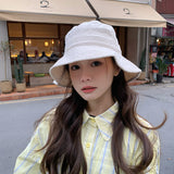 Women Bucket Hat Solid Color Big Brim Fisherman Sun Hat