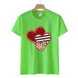 Valentine's Day T Shirts Couples Leopard Print Heart Printing Women's Pullover T-shirt