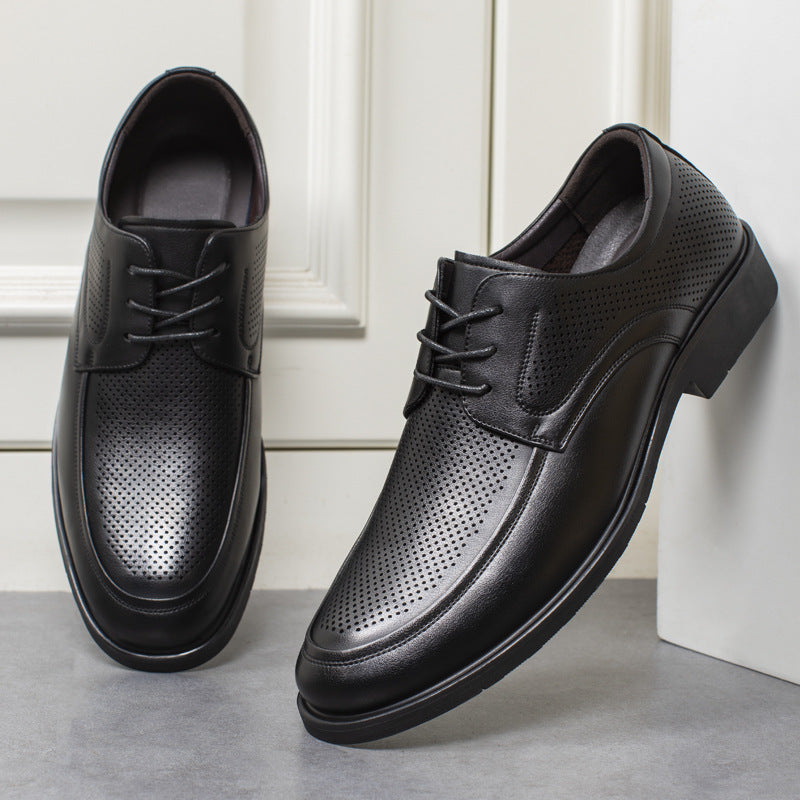 Derbies Shoes Men's Summer Men's Hollow Breathable Casual Leather Shoes