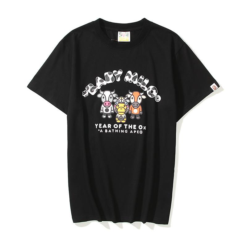 Bathing Ape T Shirt Summer Plus Size Loose Cartoon Anime Print Short Sleeve T-shirt
