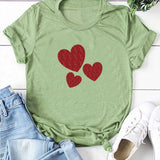 Valentine's Day T Shirt Large Size T-shirt Short Sleeve Red Heart Printing Summer