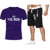 Vlone T Shirts & Shorts 2 Piece Set Rose Large V Printed Men'S And Women'S Loose Short-Sleeved T-Shirt