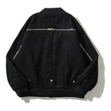 Cardigan Baseball Jacket Back Zipper Flight Jacket Archive Jacket Solid Color Baseball Uniform