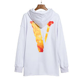 Vlone Hoodie Yellow Flame Men'S And Women'S Loose Large V Casual Terry Sweater