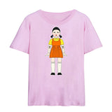 Squid Game Costume round Six Wooden Printed Top Short Sleeve T-shirt