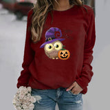 Halloween Costumes Pattern Printing Long Sleeve Crew Neck Sweater Female