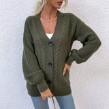 Women's Cardigan Knit Sweater Autumn and Winter Knitted Cardigan Twist Sweater Women's Coat