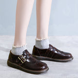 Mary Jane Shoes Summer Thin Flat Round Toe Leather Shoes Women
