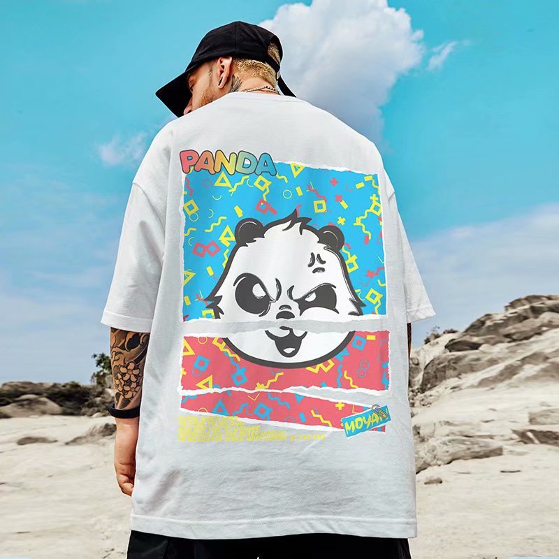 Men T-Shirts Graffiti Letter Half-Sleeved Loose