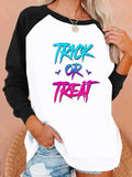 Halloween Costumes Letter Printing Capless Round Neck Contrast Color Sweatshirt Women