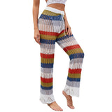Coachella Music Festival Outfits Beach Women's Clothing Vacation Sun Protection Colored Mosaic Knit Casual
