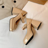 Nude Block Heels Spring Chunky Heel High Heels