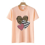 Valentine's Day T Shirts Couples Leopard Print Heart Printing Women's Pullover Short Sleeve T-shirt