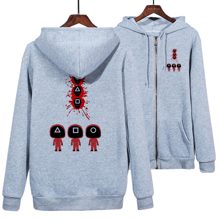 Squid Game Costume Couple Hoodie Casual Zipper Sweater for Men and Women