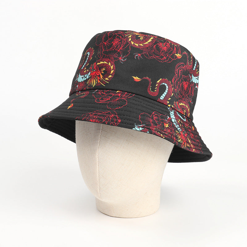 Bucket Hat Fishing Cap Cotton Print Fisherman Hat Hat Printed Cartoon Outdoor Travel Cap