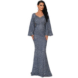Skin Tight Long Dresses Solid Color and V-neck Evening Dress for Women