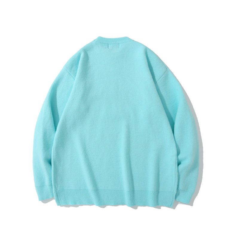 Men Sweater Letter Jacquard Knitwear Men Loose Pullover