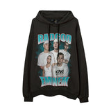 Man Fall Outfits Hip Hop Printed Hoodie Men's and Women's Pullover Black White Autumn and Winter
