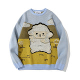 Men Sweater Lamb Pattern Brocade Sweater Men 'S Round Neck Pullover