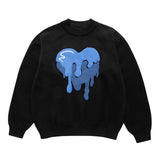 Man Fall Outfits Retro Loose Heart Printing round Neck Sweater Men's and Women's Coat