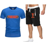 Vlone T Shirts & Shorts 2 Piece Set Large V Printed Short Sleeve Loose Short Sleeve T-Shirt Shorts