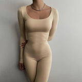 Fall Women's Clothing Sexy Low Cut High Waist Hip Lift Tight Casual Sports Fitness Jumpsuit